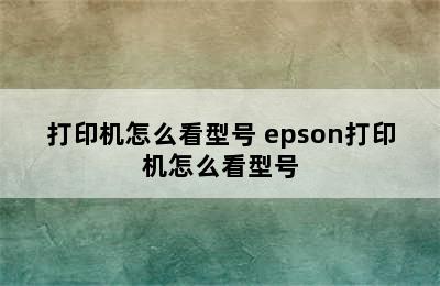 打印机怎么看型号 epson打印机怎么看型号